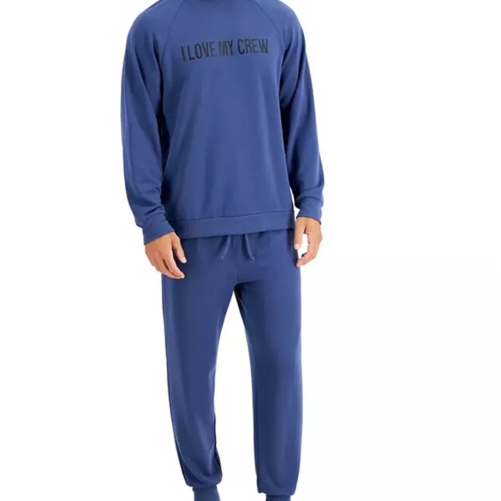 Family PJs Mens Pajama Set I Love My  Crew Navy